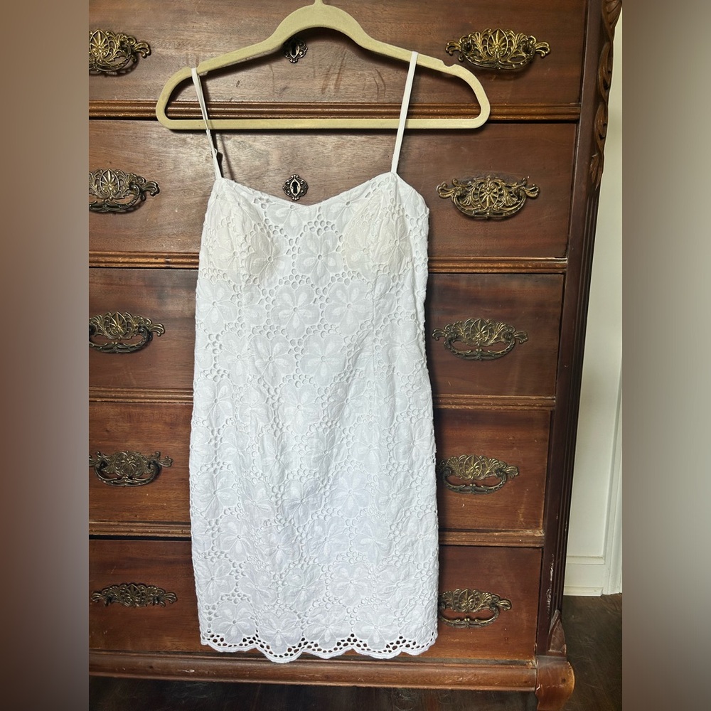 Lilly Pulitzer white flower eyelet tie back dress